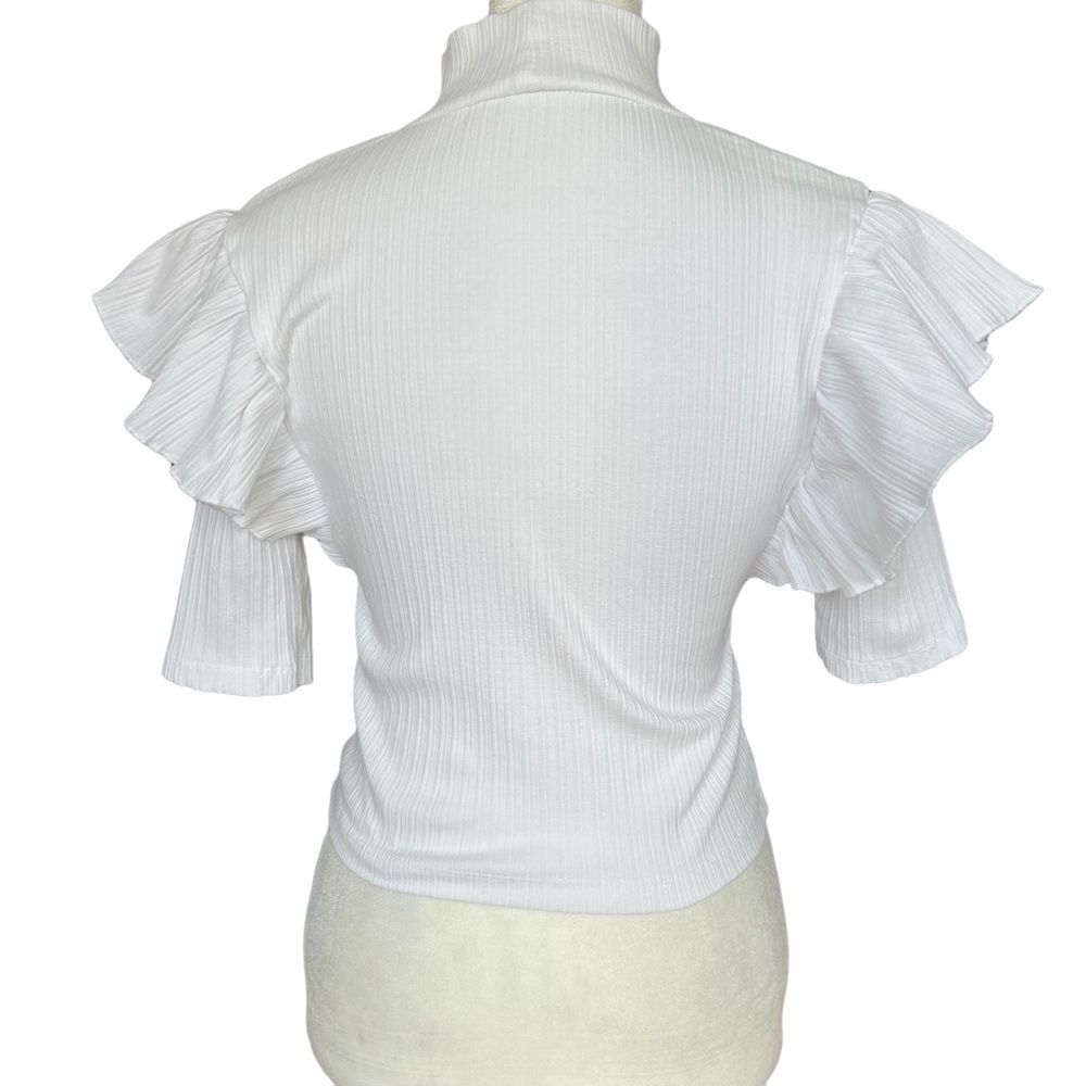 ZARA Ruffle Ribbed Tee - Picture 5 of 9